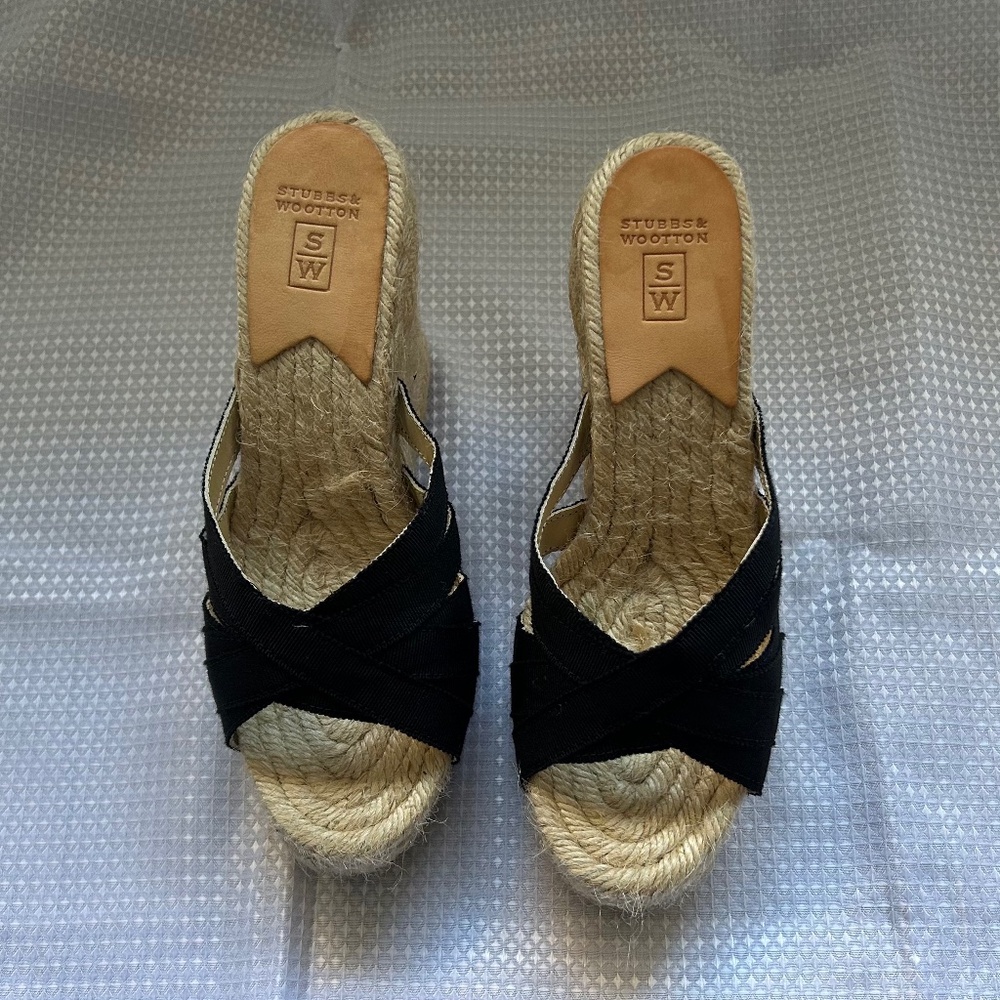 Stubbs & Wootton "Grace" Espadrilles Black, Size 36